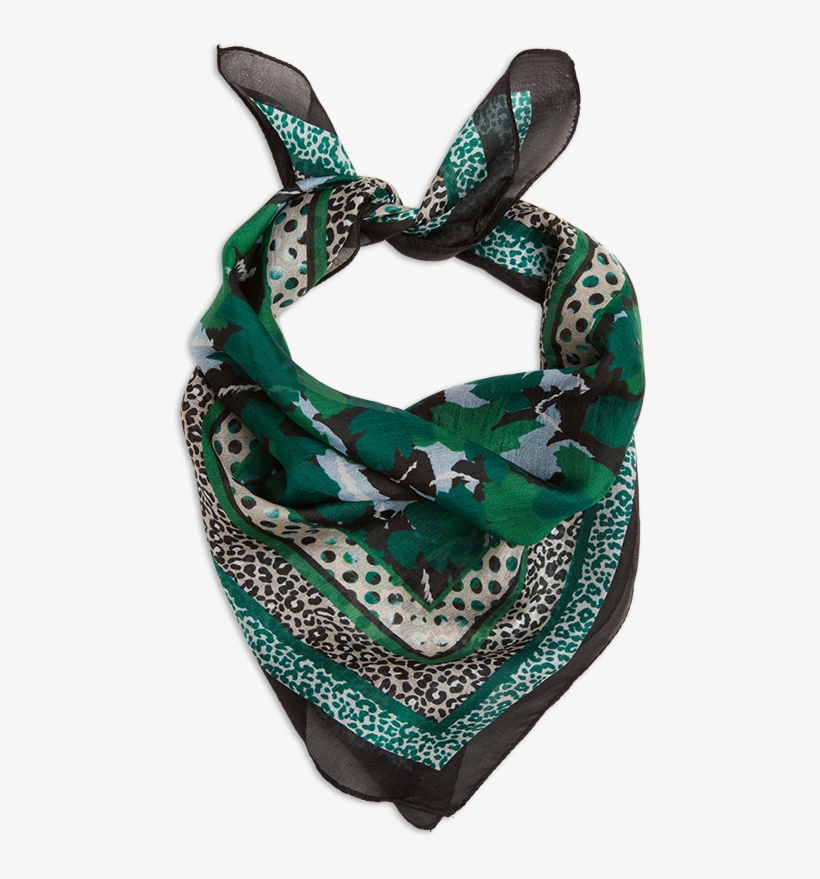 Patterned Silk Scarf Green - Scarf, transparent png