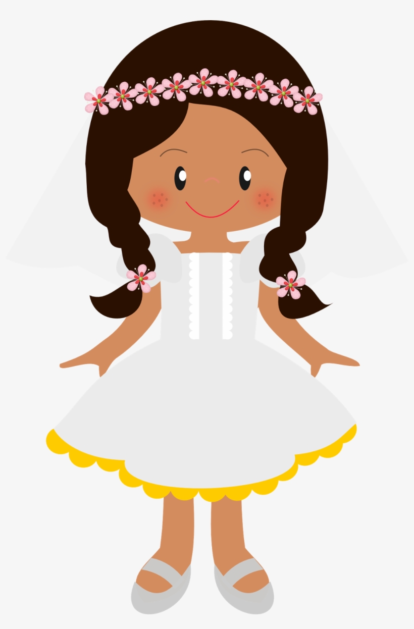 Girls In Their First Communion Clip Art - Imagens De Daminha Em Desenho, transparent png