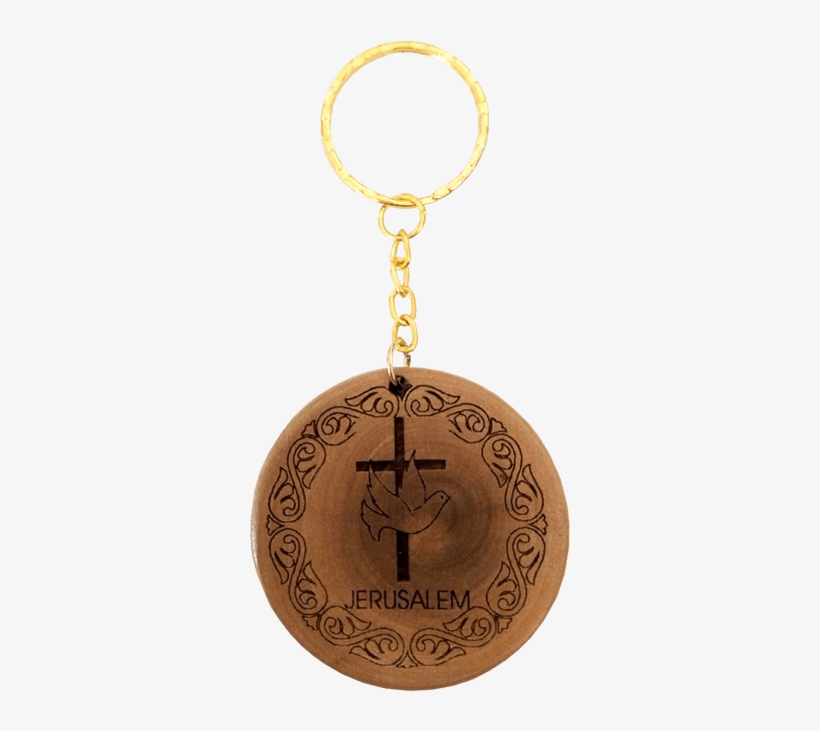 Olive Wood Keychain Engraved With The Dove Cross, A - Keychain, transparent png