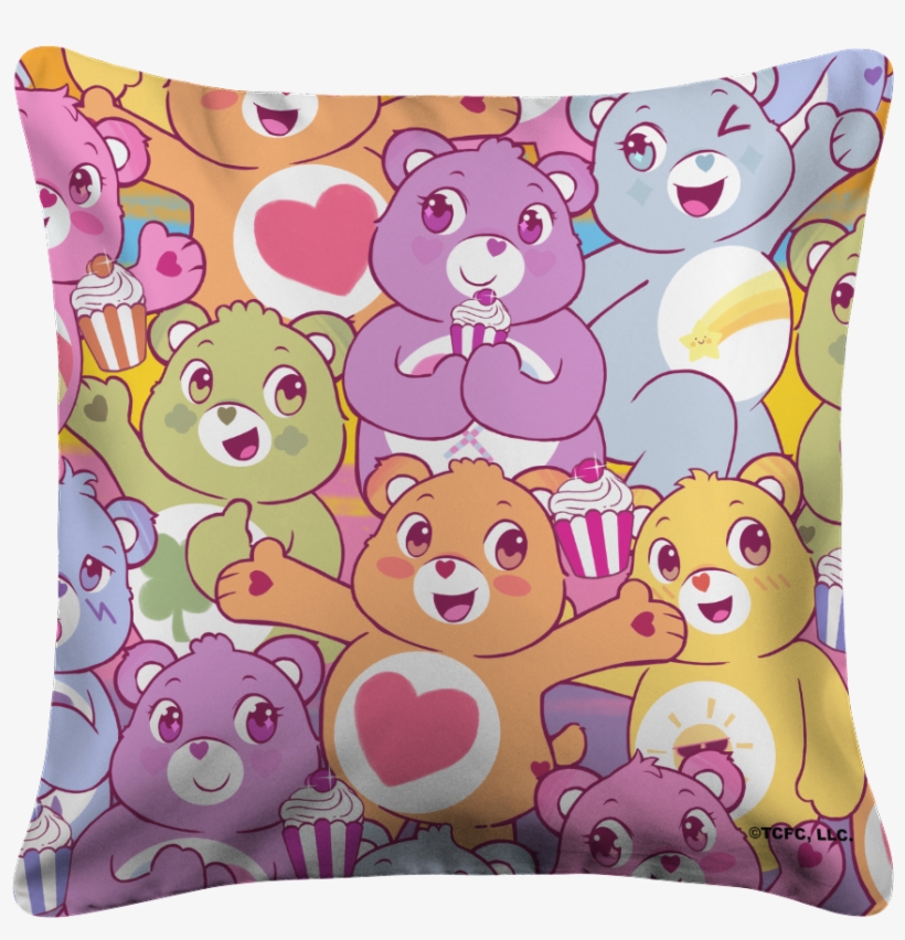 Care Bears Pile White Pillow Case - Cushion, transparent png