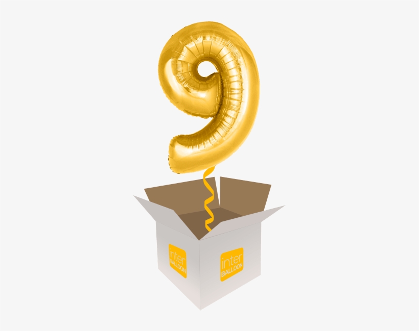 34″ Number 9 Gold Megaloon - 90 Balloons, transparent png