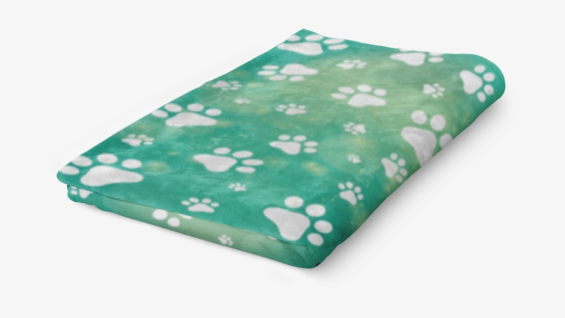 Green Watercolor Paw Prints Fleece Blanket - Comfort, transparent png