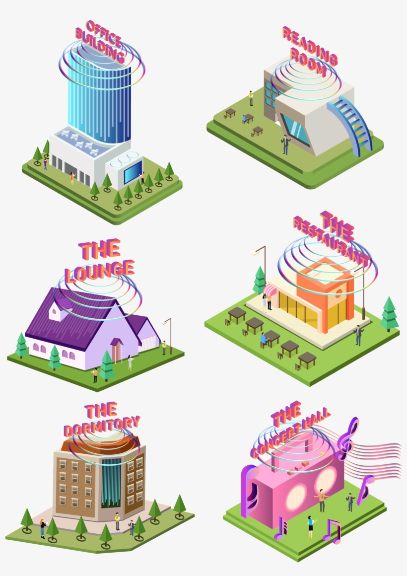 Original 2 5d Stereo Building Png And Vector Image, transparent png