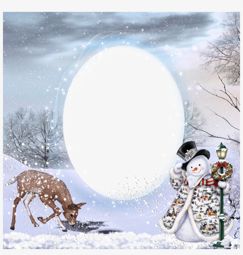 Christmas Border, Christmas Frames, Diy Christmas Cards, - Thomas Kinkade -> Midwinter Magic Snowman, transparent png