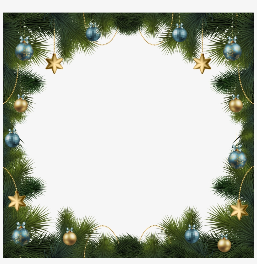 Christmas Pine Transparent Frame With Ornaments Gallery - Transparent Png Christmas Frames, transparent png