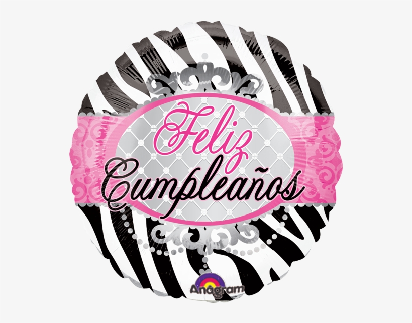 Feliz Cumpleaños - 18" Birthday Zebra Print Balloon - Mylar Balloons Foil, transparent png