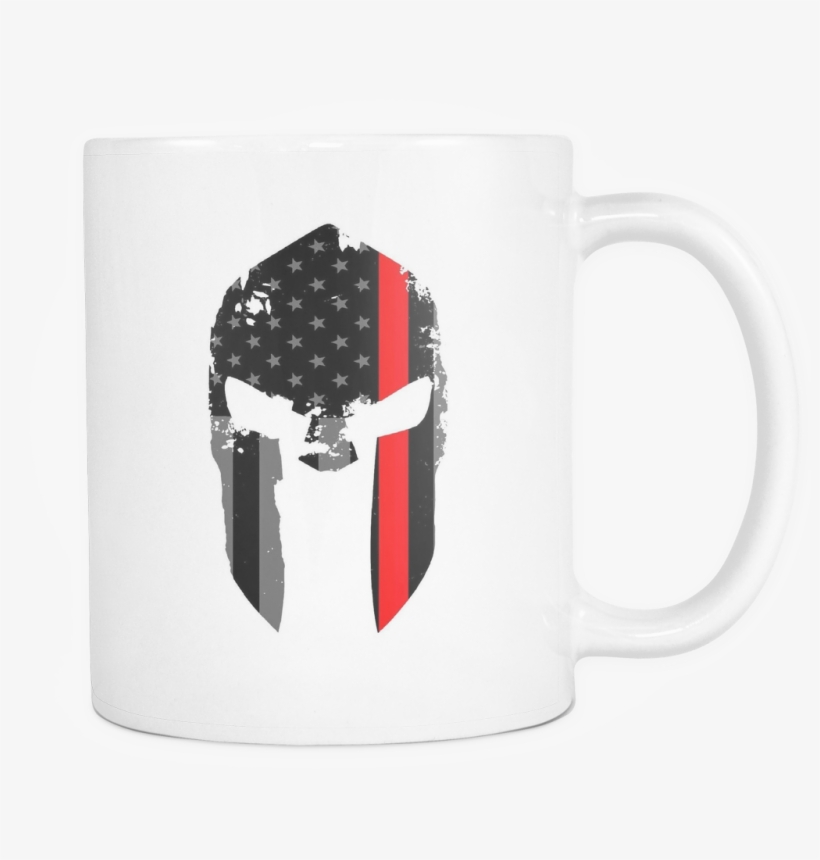 Spartan Helmet Thin Blue Line Flag Mug - Green Line Us Flag, transparent png