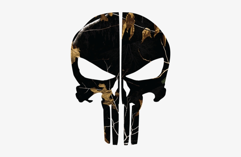 Black Woods Camo Punisher Skull Rear Helmet Reflective - Punisher Skull, transparent png