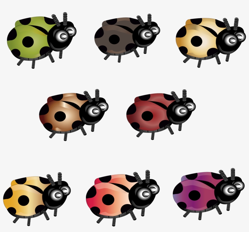 Ladybird Beetle Color Drawing Red - 8 Bugs Clipart, transparent png