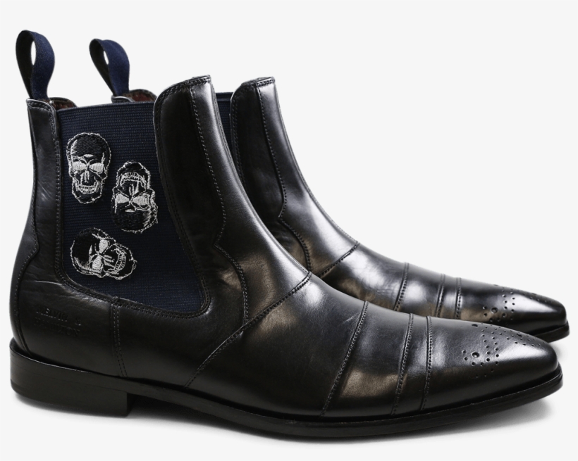 Ankle Boots Elvis 12 Crust Black Skull Patch Elastic - Enkellaarzen Melvin & Hamilton Elvis 12 Crust Black, transparent png