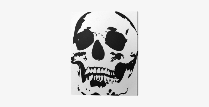 Black Skull Silhouette Isolated On White Canvas Print - Totenkopf Silhouette, transparent png