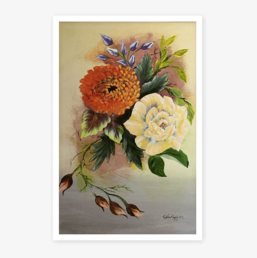 Kathleen Murphy Art Cream Orange Flowers Bouquet, transparent png