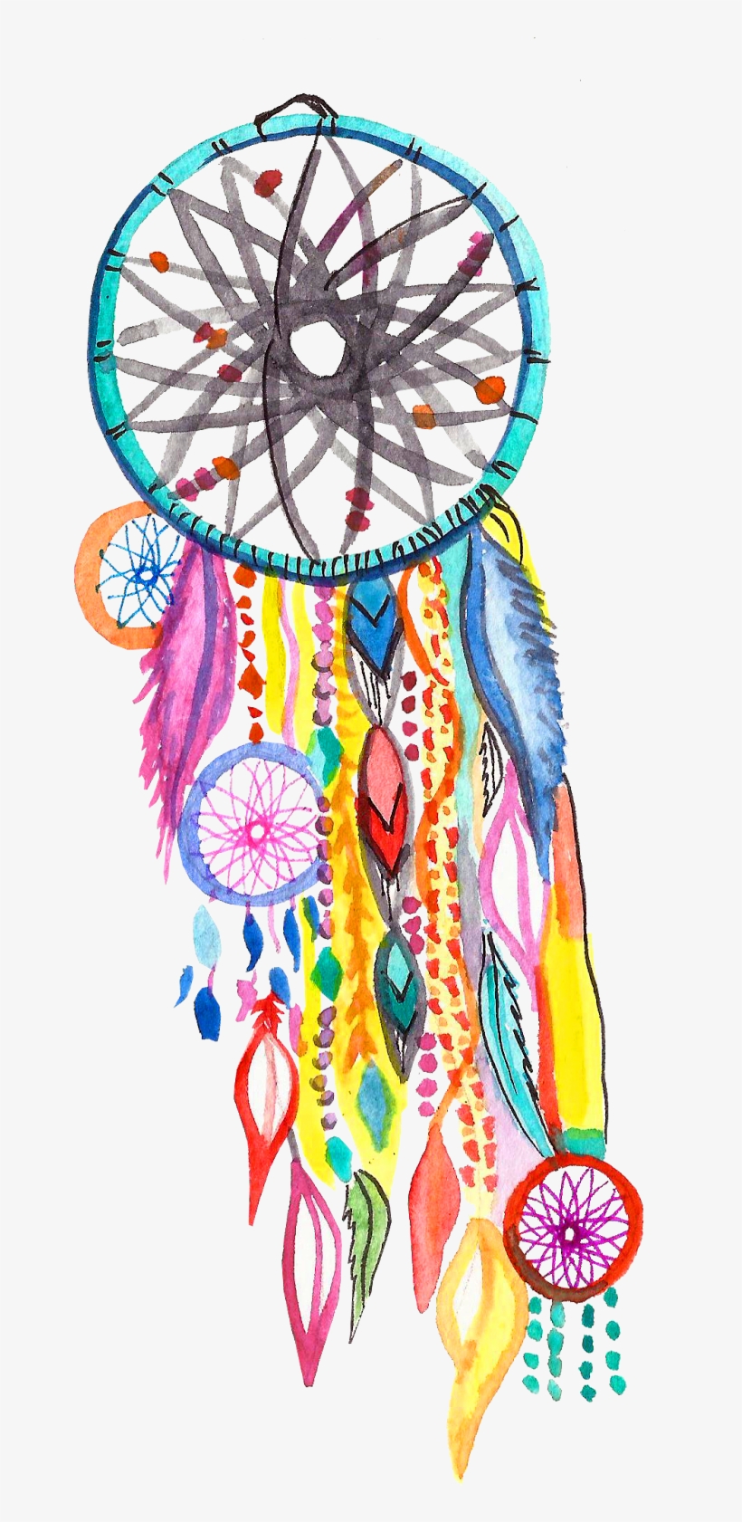 Watercolor Painting Dreamcatcher Clip Art - Transparent Transparent Background Boho Png, transparent png