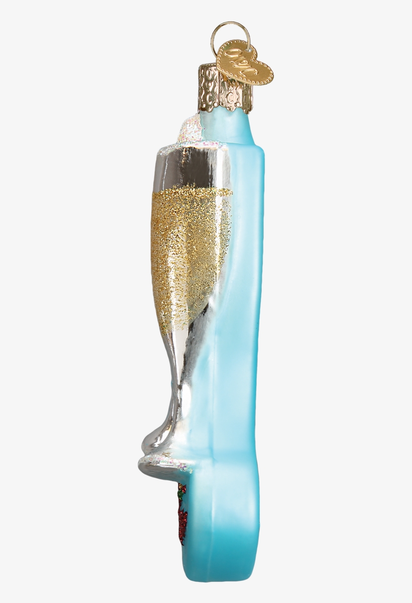 Champagne Toast - Old World Christmas Believe Word Glass Ornament Decoration, transparent png