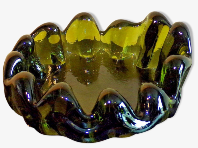 Vintage Blown Glass Ashtray Glass And Crystal Green - Glass, transparent png