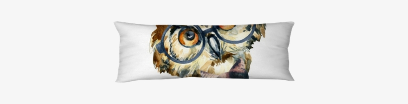 Watercolor Hipster Owl In Glasses Body Pillow Pixers Cute Owl