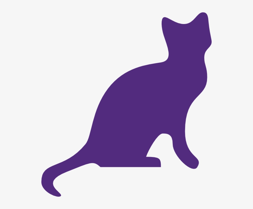 Purple Cat Clip Art At Clker - Purple Cat Silhouette, transparent png