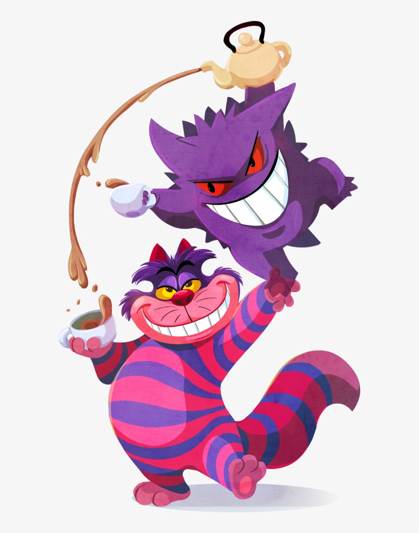Cheshire Cat And Gengar Drawn By Kuitsuku - Gengar Cheshire Cat, transparent png