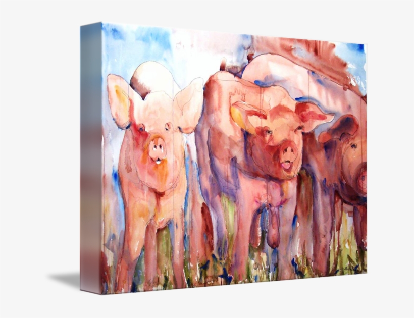 Png Library Pig Squeal Painting Farm Animal Art By - Gallery-wrapped Canvas Art Print 20 X 16 Entitled Pig, transparent png