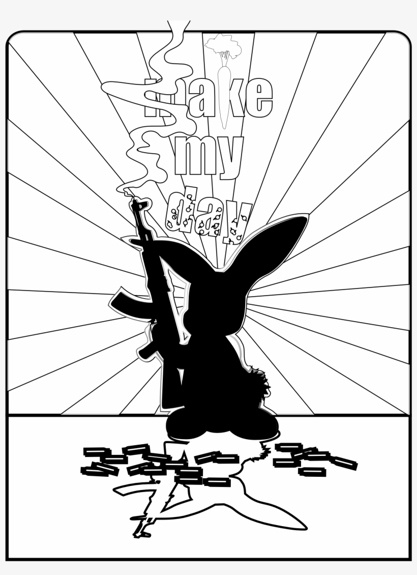 Rabbit Gun Black White Line Easter 1979px 591 - Rabbit, transparent png