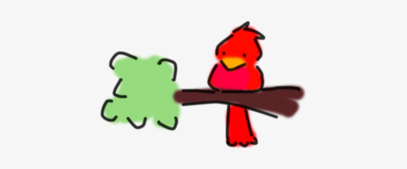 Graphic Black And White Little Red On A Tree By Roodoki - Cartoon Red Bird On A Tree, transparent png