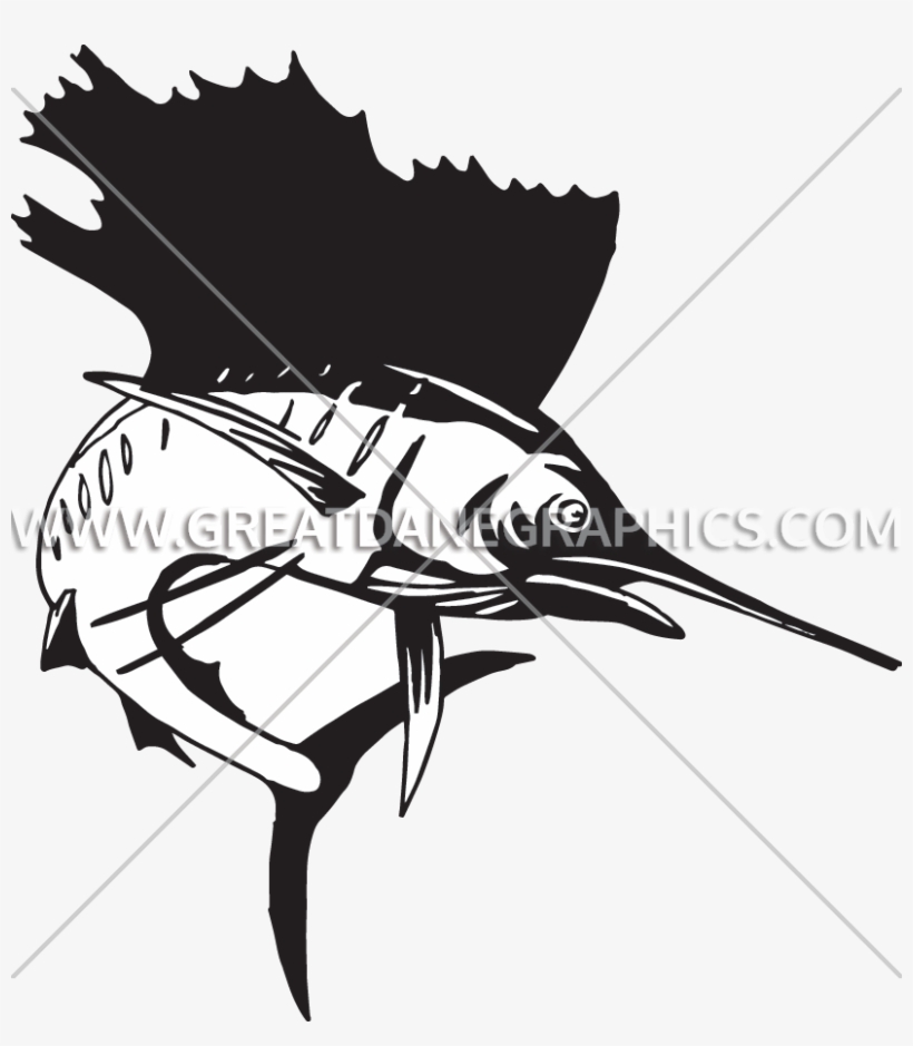 Png Black And White Library Marlin Clipart Sketch - Illustration, transparent png