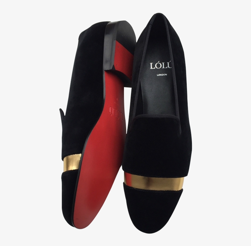 Black Velvet And Gold Toe Cap Divider - Slip-on Shoe, transparent png