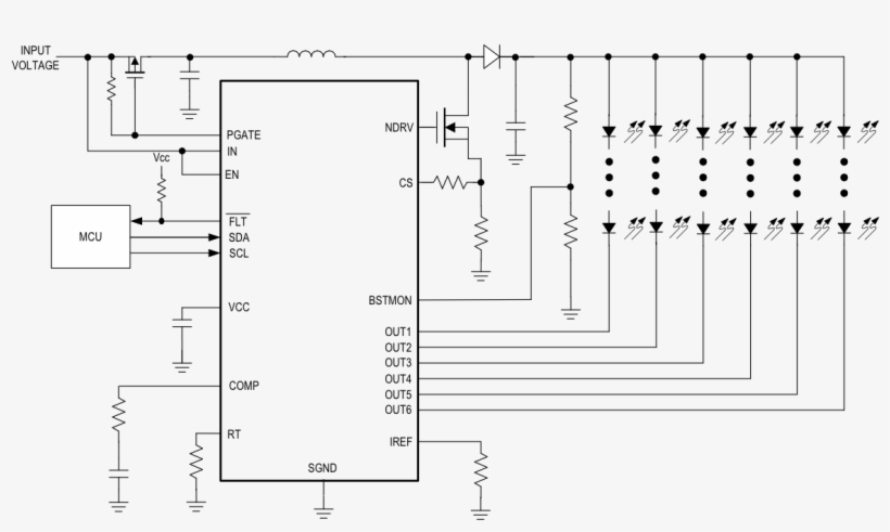 Led Driver Typical Application Circuitry - Diagram, transparent png