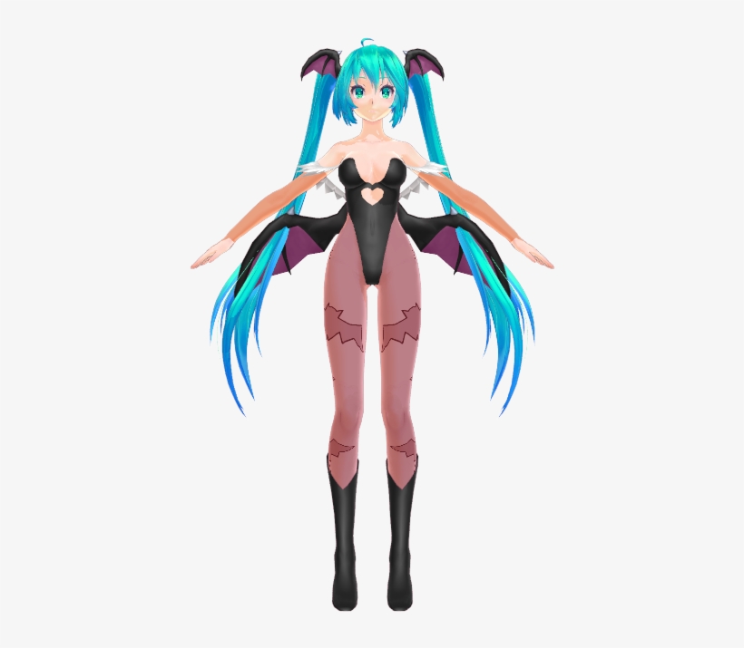 Miku Hatsune Morrigan Costume - Cartoon, transparent png