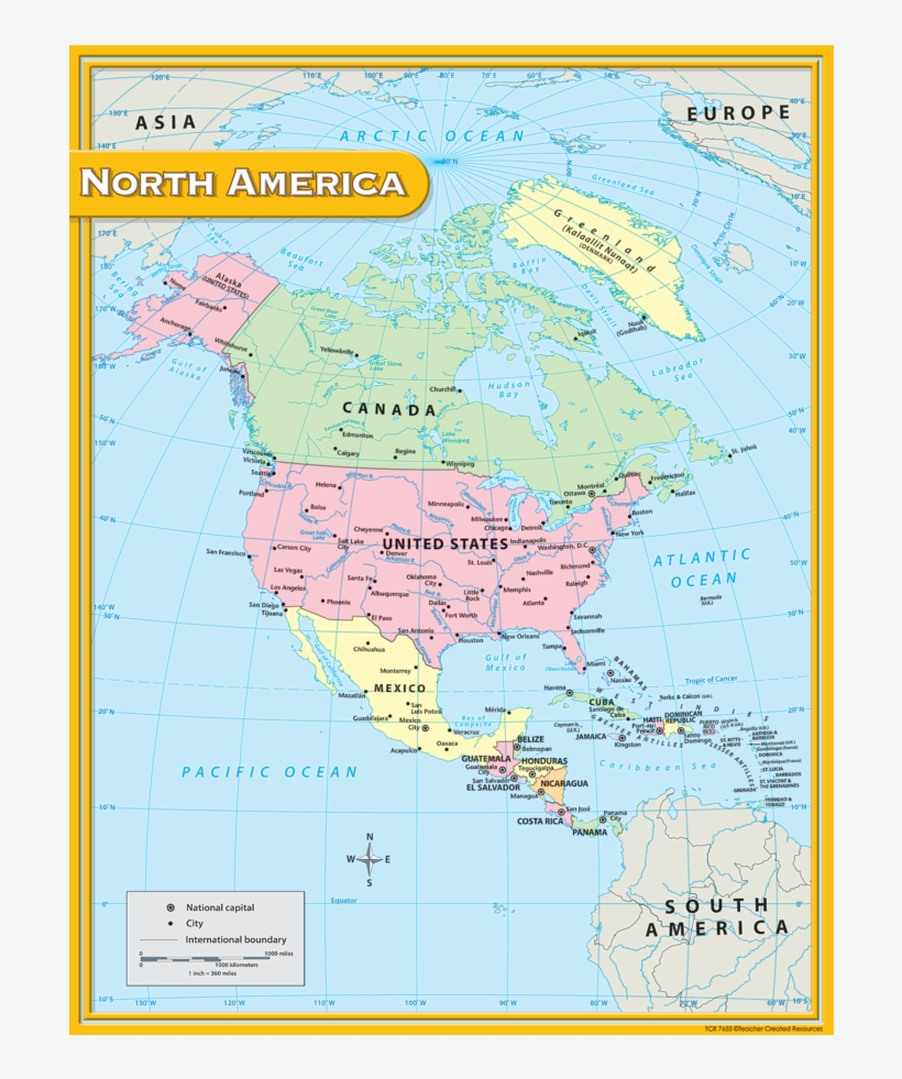 Tcr7655 North America Map Chart Image - North America Chart, transparent png