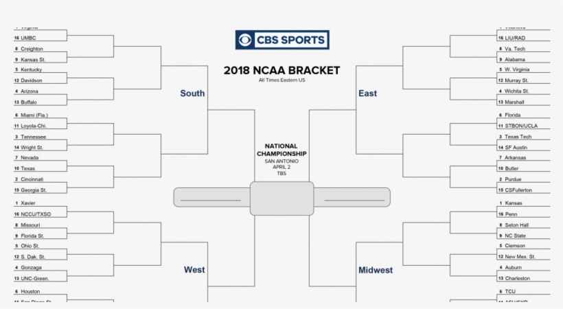 Tournament Bracket Png - Ncaa Printable Bracket 2018, transparent png