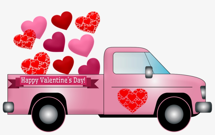 Valentine Truck Hearts Valentine Pink Truck - Happy Valentine Day, transparent png