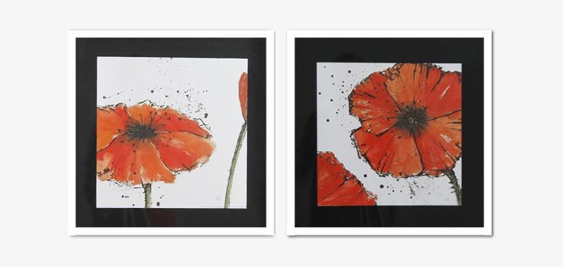 Par De Quadros Flores Papoula Vermelha, 48x48cm C/ - Poppy, transparent png