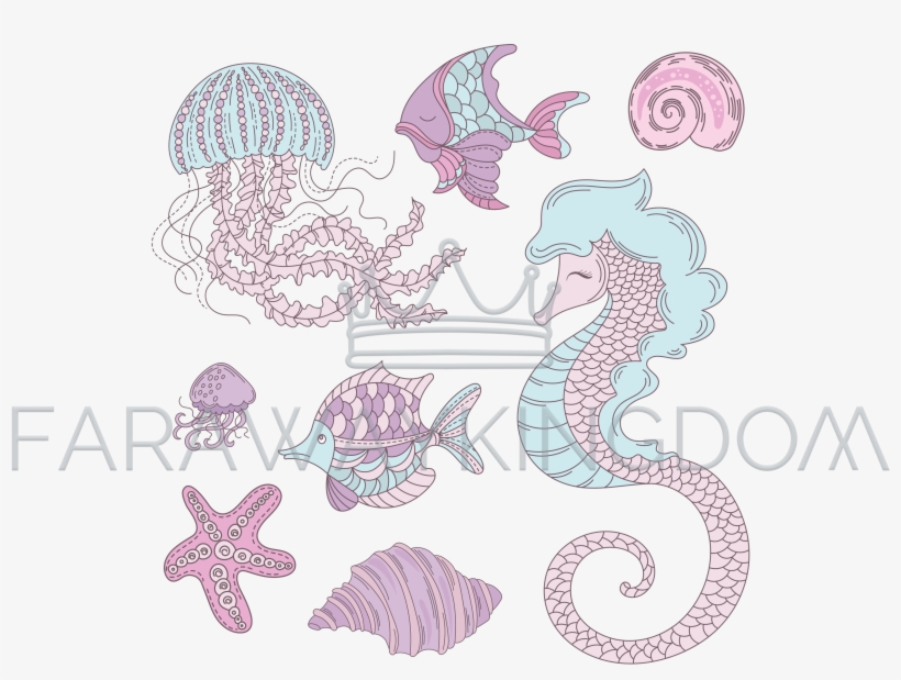 Sea Animals Underwater Summer Cruise Vector Illustration, transparent png