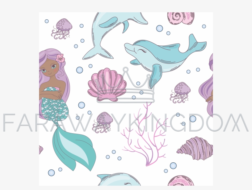 Sea Mermaid Princess Seamless Pattern Vector Illustration - Illustration, transparent png