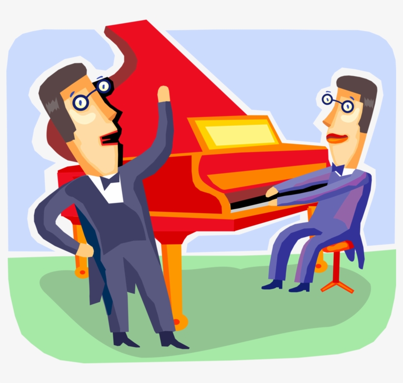 Vector Illustration Of Lounge Singer Musician Sings - Cartoon, transparent png