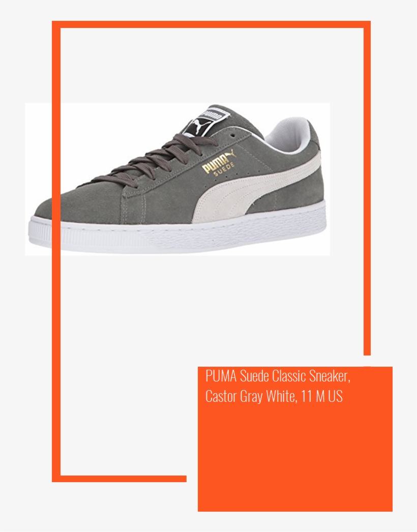 Puma Suede Classic Sneaker, Castor Gray White, 11 M - Skate Shoe, transparent png