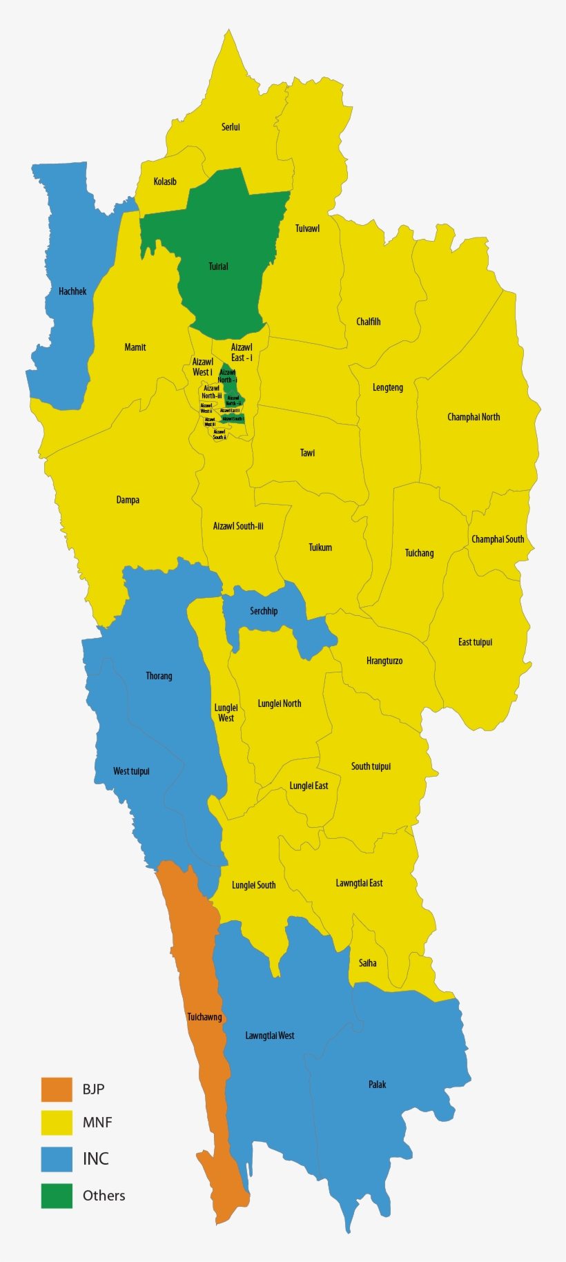 40/40 - Mizoram Election Result Map, transparent png
