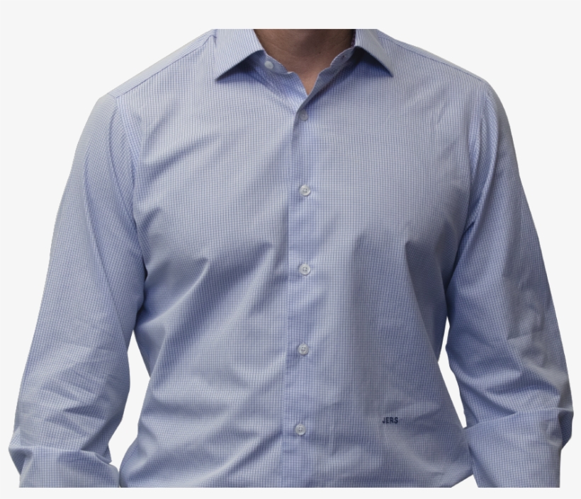 Blue Check Shirt 160s Cotton - Long-sleeved T-shirt, transparent png