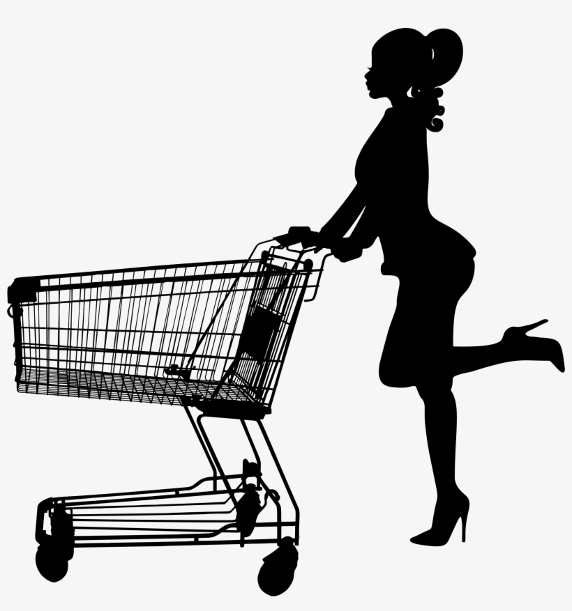 Big Image Women Pushing Shopping Cart 2282x2330 PNG Download PNGkit