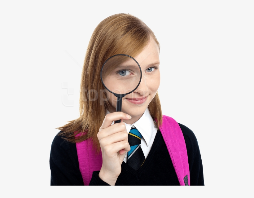 Download Young Girl Student Png Images Background - Girl With Magnifying Glass Png, transparent png