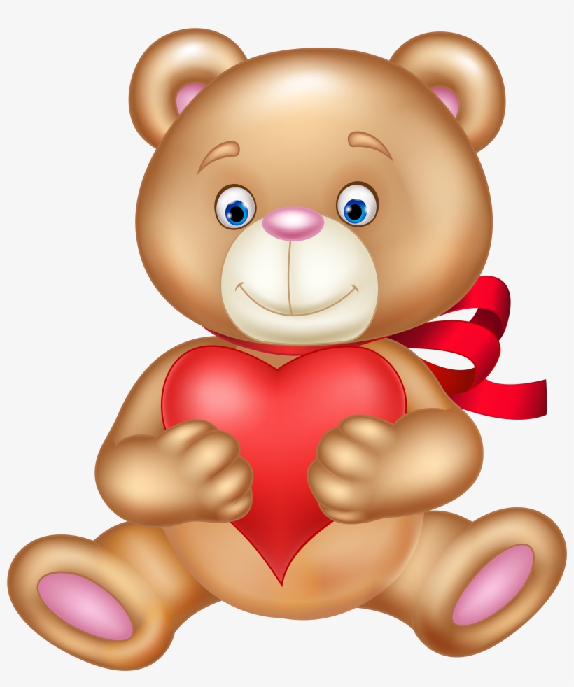 Valentine Teddy With Heart Transparent Image - Bear With Sunglasses, transparent png