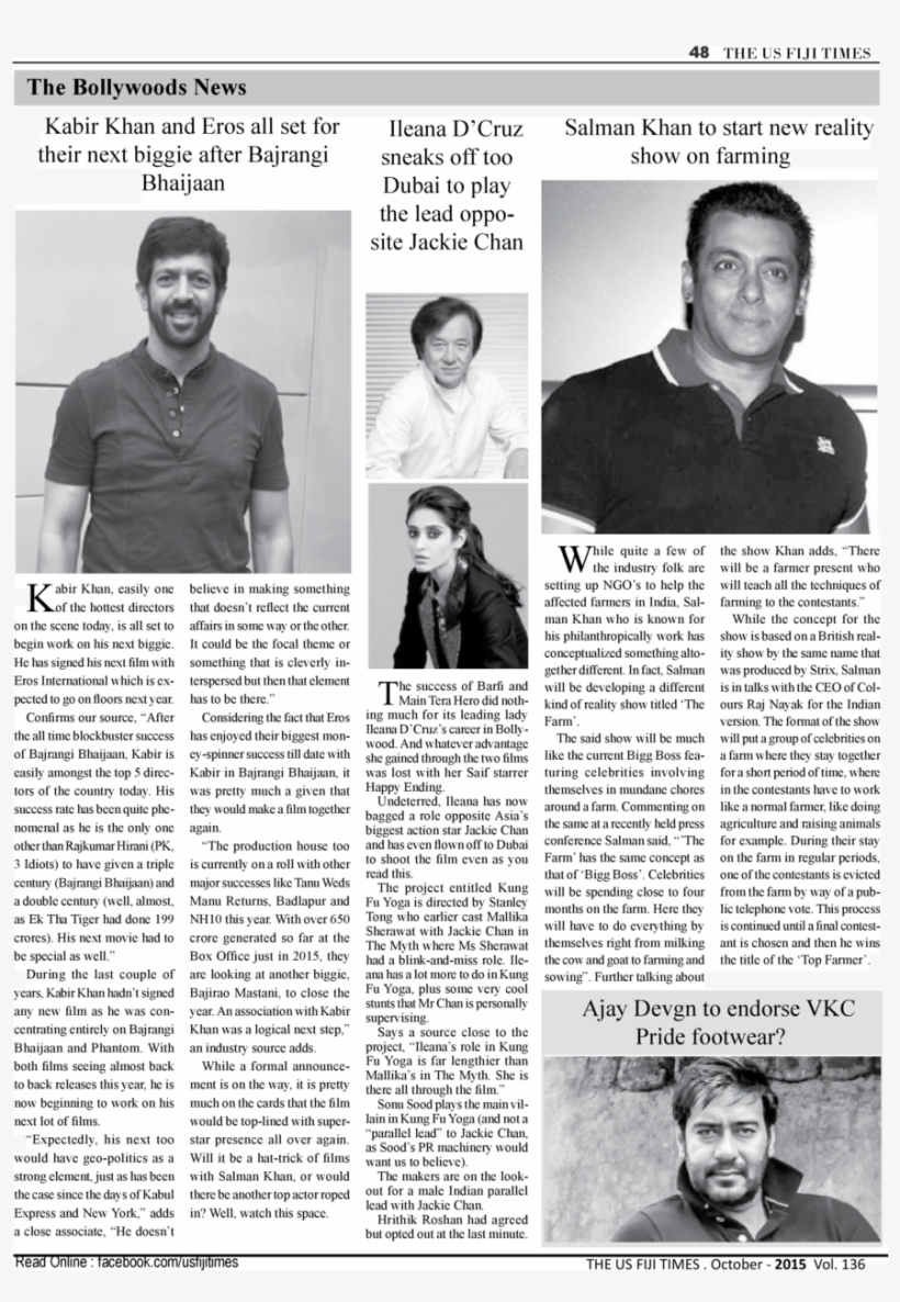 48 The Us Fiji Times The Bollywoods News Kabir Khan - Gentleman, transparent png