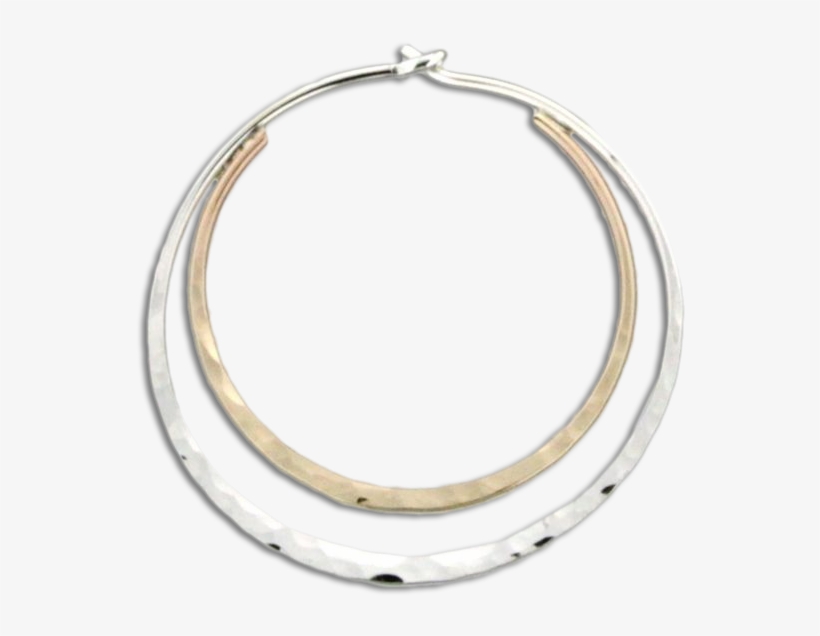 Hammered Double Hoop Earrings- Mix Metals - Bangle, transparent png
