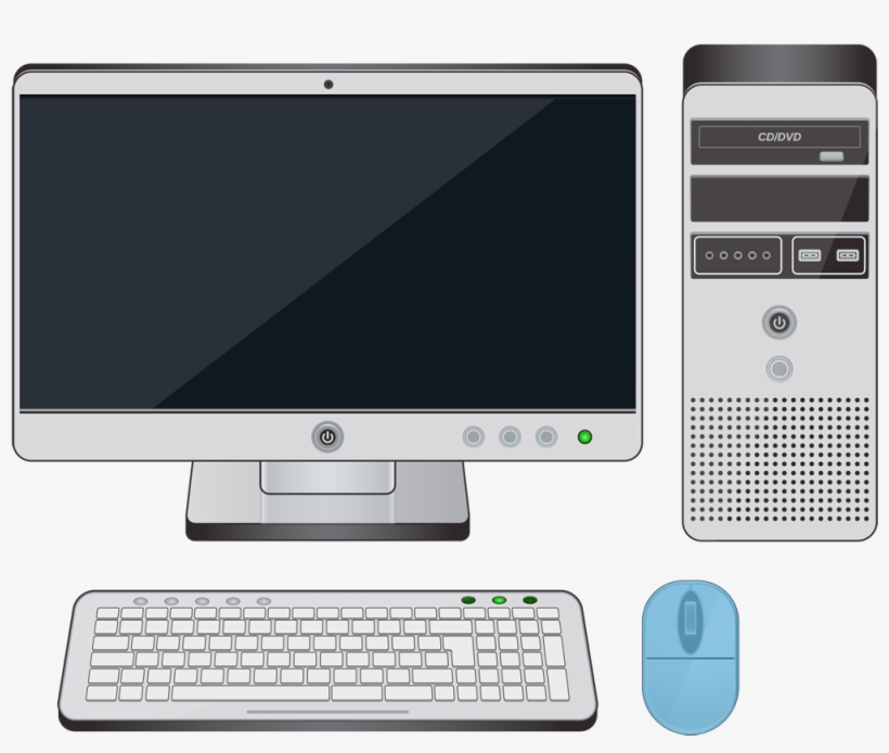 A Desktop Computer With The Mouse Highlighted In Blue - Personal Computer, transparent png