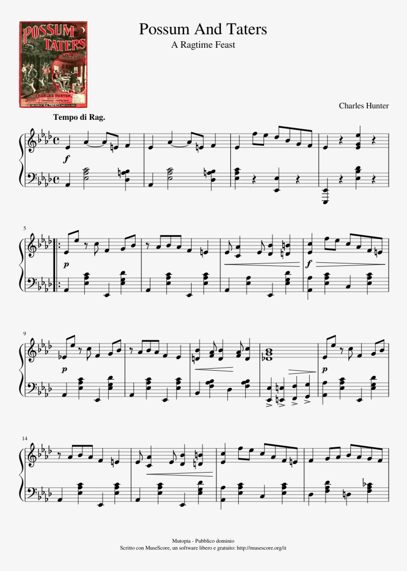 Possum And Taters - Pavane Viola Sheet Music, transparent png