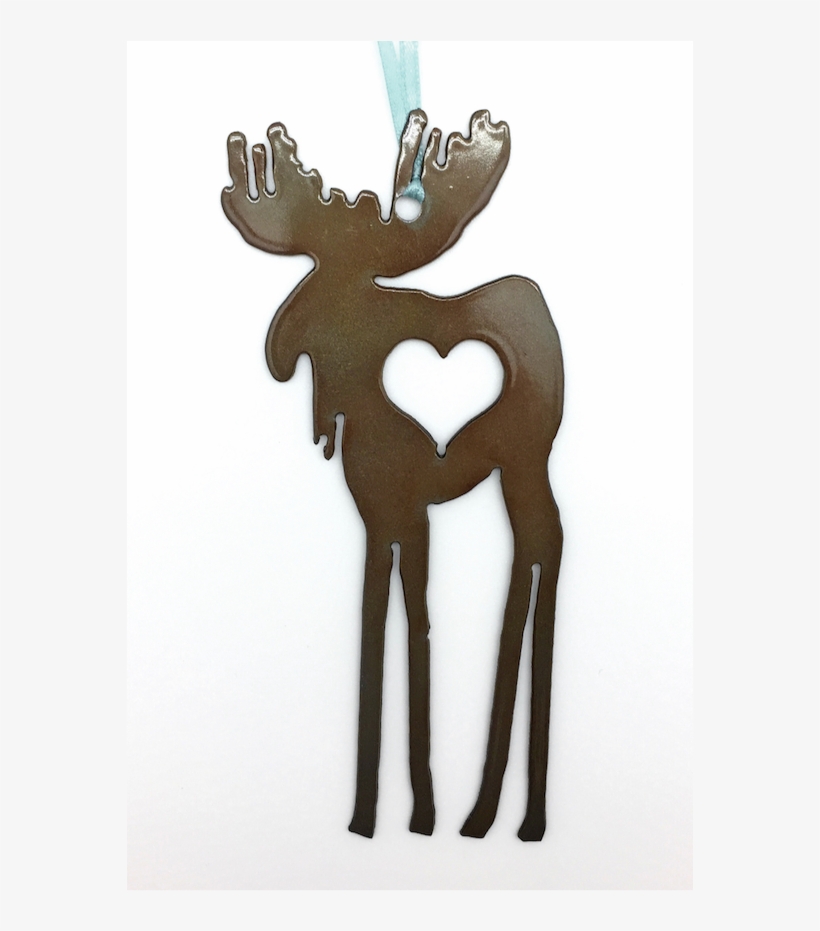 Patina Metal Moose Heart Ornament - Reindeer, transparent png
