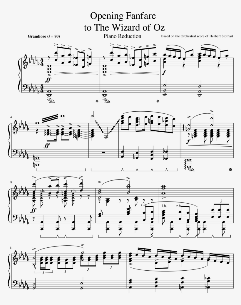 Opening Fanfare To The Wizard Of Oz Sheet Music Composed - Sheet Music, transparent png
