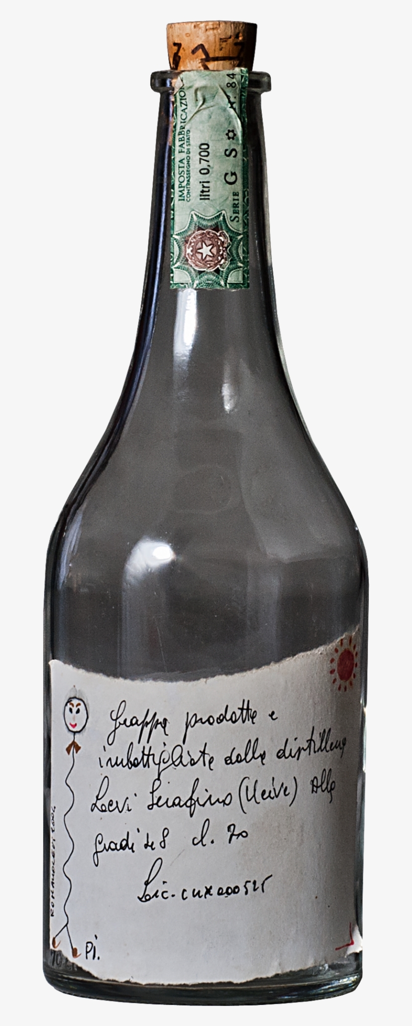 Grappa Romano Levi Empty Bottle For Collection - Glass Bottle, transparent png