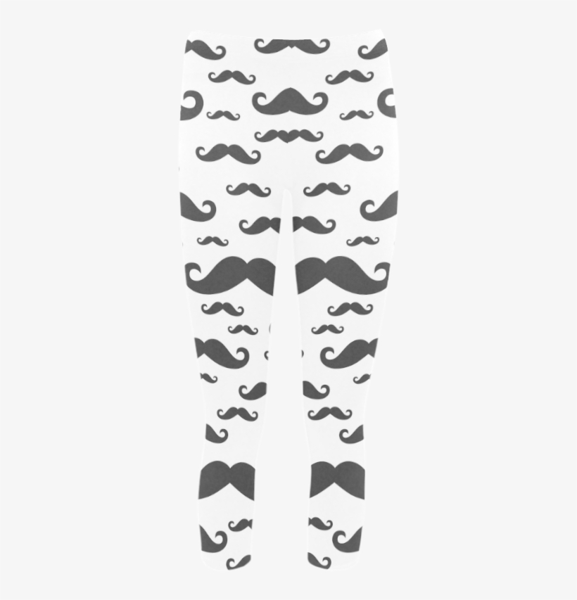 Black Handlebar Mustache / Moustache Pattern Capri - Hockey Sock, transparent png